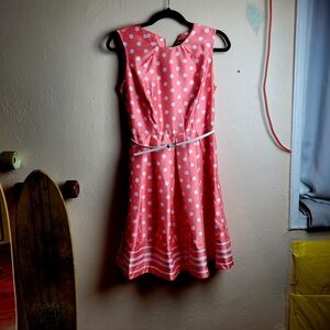 Liz Claiborne Pink Polka Dot Midi Dress